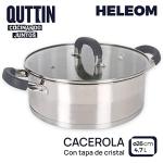Quttin - Professional Induction Saucepan, Kitchen Oven Stainless Steel Non-Stick, Medium Casserole with Lid, Suitable for All Types of Cookers, Induction, Gas, Vitro, 26 cm Saucepan Heleom Model