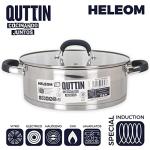 Quttin - Professional Induction Saucepan, Kitchen Oven Stainless Steel Non-Stick, Medium Casserole with Lid, Suitable for All Types of Cookers, Induction, Gas, Vitro, 26 cm Saucepan Heleom Model