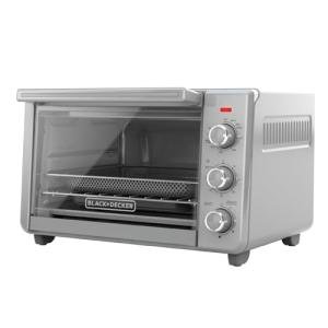 BLACK+DECKER Crisp 'N Bake Air Fryer Countertop Convection Toaster Oven, Large Capacity, 6-Slice, 5-in-1, Fits 12” Pizza, 60-Min Timer, Bake, Broil, Air Fry, Toast, Keep Warm, Stainless Steel