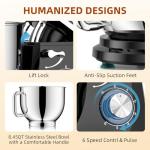 Babroun Dough Mixer 8.45 QT Electric Mixer - 660W 6 Speed Large Capacity Kitchen Stand Mixer with Whisk Dough Hook Mixing Beater Household Food Mixer for Baking Cakes Cookie Bread Salad (Black)