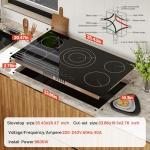 Karinear 36 Inch Electric Cooktop, 5 Burners Electric Stove Top, Flexible Bridge &Triple Ring Expandable Burners, Pause, Timer, Child Safety Lock, 9600W Built-in Ceramic Cooktop for 220-240V Hard Wire