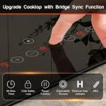 Karinear 36 Inch Electric Cooktop, 5 Burners Electric Stove Top, Flexible Bridge &Triple Ring Expandable Burners, Pause, Timer, Child Safety Lock, 9600W Built-in Ceramic Cooktop for 220-240V Hard Wire