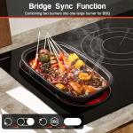 Karinear 36 Inch Electric Cooktop, 5 Burners Electric Stove Top, Flexible Bridge &Triple Ring Expandable Burners, Pause, Timer, Child Safety Lock, 9600W Built-in Ceramic Cooktop for 220-240V Hard Wire