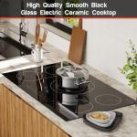 Karinear 36 Inch Electric Cooktop, 5 Burners Electric Stove Top, Flexible Bridge &Triple Ring Expandable Burners, Pause, Timer, Child Safety Lock, 9600W Built-in Ceramic Cooktop for 220-240V Hard Wire