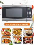 COMMERCIAL CHEF 1.6 Cubic Foot Microwave with 10 Power Levels, Small Microwave with Push Button, 1000 Watt Microwave with Digital Control Panels, Countertop Microwave with Timer, Stainless Steel