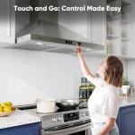 VIKIO HOME Wall Mount Range Hood 30 inch, 580 CFM, Ducted/Ductless Convertible, Stainless Steel Kitchen Vent Hood with 3-Speed Fan and LED Lights