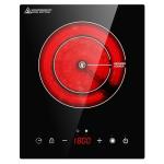 Dual Coils Design of Single Burner Electric Cooktop, 1800W Infrared Ceramic Hot Plate for Cooking, Portable Countertop or 12 inch Built-in Radiant Stove Top Cooker, Compatible with All Cookware