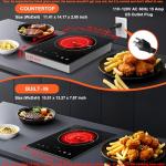 Dual Coils Design of Single Burner Electric Cooktop, 1800W Infrared Ceramic Hot Plate for Cooking, Portable Countertop or 12 inch Built-in Radiant Stove Top Cooker, Compatible with All Cookware