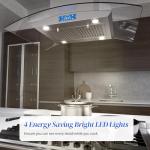 FIREGAS Island Range Hood 36 inch 700 CFM, Island Mount Kitchen Vent Hood with Tempered Glass, 4 LED Lights, 3 Speed Fan,Touch Control,Permanent Filter,Charcoal Filter, Stainless Steel,Ceiling Mount