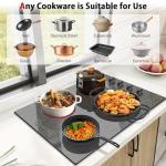 Karinear 30 Inch 4 Burners Electric Cooktop, Knob Control Electric Stove Glass Cooktops with Beautiful Wooden Pattern, 30" Built-in Radiant Ceramic Cooktop,6700W High Power,220-240v Hard Wire(No Plug)