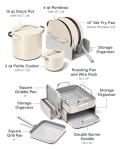 Caraway 31-Piece Ceramic Cookware Bundle - Fry Pans, Saucepans, Sauté Pan, Dutch Oven, Petite Cooker, Stir Fry, Rondeau, Stock Pot, Grill & Griddle Pans, Roasting Pan, Racks, Organizers - Cream