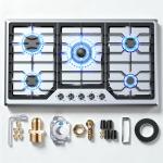 Gas Cooktop 36 Inch ROVLEP, Gas Stove Top Built-in 4 Burners Stainless Steel Total 37,600 BTU, 36 Inch NG/LPG Convertible Propane Cooktops Dual Fuel, RV Stove Top with Thermocouple Protect