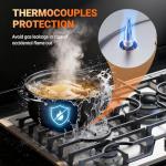 Gas Cooktop 36 Inch ROVLEP, Gas Stove Top Built-in 4 Burners Stainless Steel Total 37,600 BTU, 36 Inch NG/LPG Convertible Propane Cooktops Dual Fuel, RV Stove Top with Thermocouple Protect