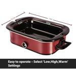 4-Quart Slow Cooker with Casserole Manual Warm Setting - Perfect Kitchen Small Appliance for Family Dinners, Dishwasher Safe Crock, Red