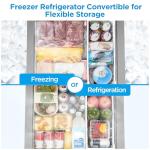 Midea MERC05C4BAWW Chest Freezer, 5.1 Cubic Feet Freezer With Removable Basket, Interior LED Light, Adjustable Temperature, For Kitchen Apartment Office, White