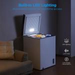 Midea MERC05C4BAWW Chest Freezer, 5.1 Cubic Feet Freezer With Removable Basket, Interior LED Light, Adjustable Temperature, For Kitchen Apartment Office, White