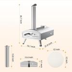 PolarcoForgeco G-HWPON001, Rotatable Wood Fired Pizza Oven-12 inch, Silver