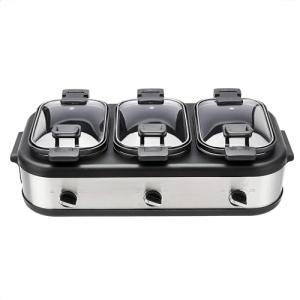 Amazon Basics Stainless Steel 3 x 2.5 Quarts Triple Slow Cooker, Brushed Stainless Steel