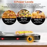 TeqHome Hot Plate, 2000W Portable Electric Stove for Cooking with 5 Levels Adjustable Temperature & Dual Control, Countertop Double Coil Burner Cast Iron Cooktop for All Cookwares Home Camp RV (Black)