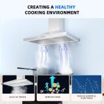 FIREGAS Range Hood 30 Inch, Stainless Steel Wall Mount Kitchen Hood 450 CFM with 3 Speed Exhaust Fan, Ducted/Ductless Convertible, Stove Vent Hood for Kitchen with Aluminium Mesh and Charcoal Filters