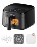 Cartman 4QT Compact Air Fryer, Extreme Flat(only 6.7in high), with Viewing Window and DC Motor, Up to 450℉, Touchscreen Controls with 7 Presets, Black, Small Air Fryers
