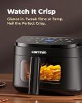 Cartman 4QT Compact Air Fryer, Extreme Flat(only 6.7in high), with Viewing Window and DC Motor, Up to 450℉, Touchscreen Controls with 7 Presets, Black, Small Air Fryers