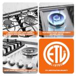 AMZRVSTUDIO 30 inch Gas Cooktop with 5 Italy SABAF Powerful Burners.Max 48,300 BTU/hr Built-in Gas Stove top of 304 Stainless steel,NG/LPG Convertible,ETL.