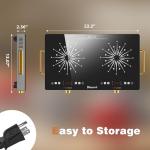 Disaenvir 2 Burner Electric Cooktop 110V - 24 Inch Countertop Electric Stove with Handles 2000W, Two Burner Ceramic Burner with LCD Touch Screen and Knob Control, Timer, Safety Lock, 120V Plug in