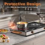 Disaenvir 2 Burner Electric Cooktop 110V - 24 Inch Countertop Electric Stove with Handles 2000W, Two Burner Ceramic Burner with LCD Touch Screen and Knob Control, Timer, Safety Lock, 120V Plug in