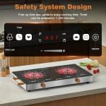 Disaenvir 2 Burner Electric Cooktop 110V - 24 Inch Countertop Electric Stove with Handles 2000W, Two Burner Ceramic Burner with LCD Touch Screen and Knob Control, Timer, Safety Lock, 120V Plug in