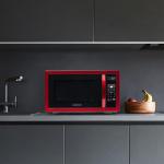 Farberware 1.1 Cu. Ft. Countertop Microwave Oven – 1000 Watts Power, Auto Cook Settings, Defrost, Easy Clean and Child Safety Lock - Metallic Red