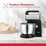 Holstein Housewares 5-Speed Hand and Stand Mixer, 250W Power with LED Light, Black and Stainless Steel – Versatile Mixer for Baking, Whipping, and More