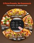 VEVOR Electric Pizza Oven, Smart Pizzas Maker Indoor with 5 Preset, 12-Inch Countertop Pizza Cooker w/Touch Srceen, 750℉ Max Temp, 2-Min Rapid Baking Oven Thin & Crispy, Neapolitan, Frozen, New York