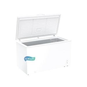 12.0 Cu.Ft Deep Freezer, Large Chest Freezer for Families with Removable Basket& 8 Adjustable Thermostat, Energy Saving Freezer Front Drain Free Standing Top Open Door for Home, Kitchen, White