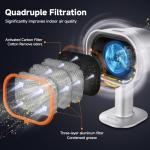 Portable Range Hood - 4-Speed Adjustable Exhaust Fan with Telescoping Height & 40° Tilt Low Noise 52dB, Large-Caliber Aluminum Filter + Oil Cup & 10 Carbon Cotton Filters for Indoor BBQ/Hot Pot/RV