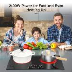 Electric Cooktop,110V 2400W Electric Stove Top with LCD Touch and Knob Control,Built-in and Countertop 2 Burner Electric Cooktop with 11 Power Levels, Kids Lock & Timer,Overheat Protection.