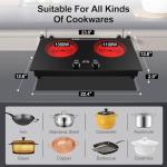 Electric Cooktop,110V 2400W Electric Stove Top with LCD Touch and Knob Control,Built-in and Countertop 2 Burner Electric Cooktop with 11 Power Levels, Kids Lock & Timer,Overheat Protection.