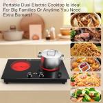 Electric Cooktop,110V 2400W Electric Stove Top with LCD Touch and Knob Control,Built-in and Countertop 2 Burner Electric Cooktop with 11 Power Levels, Kids Lock & Timer,Overheat Protection.