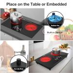 Electric Cooktop,110V 2400W Electric Stove Top with LCD Touch and Knob Control,Built-in and Countertop 2 Burner Electric Cooktop with 11 Power Levels, Kids Lock & Timer,Overheat Protection.