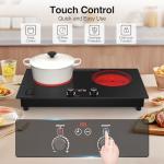 Electric Cooktop,110V 2400W Electric Stove Top with LCD Touch and Knob Control,Built-in and Countertop 2 Burner Electric Cooktop with 11 Power Levels, Kids Lock & Timer,Overheat Protection.