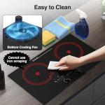 Electric Cooktop,110V 2400W Electric Stove Top with LCD Touch and Knob Control,Built-in and Countertop 2 Burner Electric Cooktop with 11 Power Levels, Kids Lock & Timer,Overheat Protection.