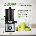 Cold Press Juicer, USHALO Juicer Machines with 5.5" Extra Large Feed Chute, 300W Slow Masticating Juicer for Whole Vegetables and Fruits, 99% High Juice Yield, Easy to Clean