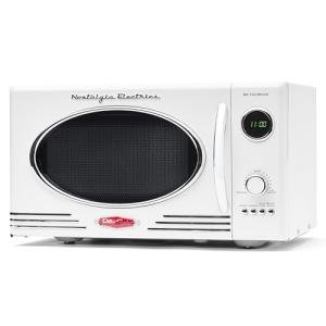 Nostalgia Retro Countertop Microwave Oven, 0.9 Cu. Ft. 800-Watts with LED Digital Display, Child Lock, Easy Clean Interior, Cu.Ft, White