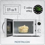 Nostalgia Retro Countertop Microwave Oven, 0.9 Cu. Ft. 800-Watts with LED Digital Display, Child Lock, Easy Clean Interior, Cu.Ft, White