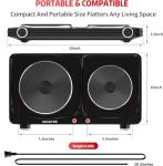 Hot Plate for Cooking, Vayepro 1800W Portable Electric Stove,Double Electric Burner for Cooking,UL listed,Cooktop for Dorm Office Home Camp, Compatible with All Cookware