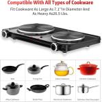 Hot Plate for Cooking, Vayepro 1800W Portable Electric Stove,Double Electric Burner for Cooking,UL listed,Cooktop for Dorm Office Home Camp, Compatible with All Cookware