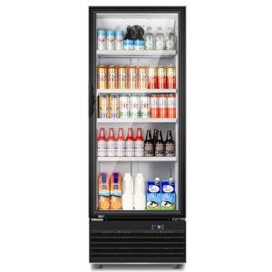 Tylza Commercial Refrigerator with Glass Door Display Beverage Fridge, 350L Upright Beverage Cooler Merchandiser with Rebound Door, Fast Cooling, Low Noise, Black