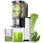 Cold Press Juicer, 5.8" Wide Feed Chute Juice Extractor Machine with 400W, High Juice Yield, Slow Masticating Juicer for Whole Vegetables & Fruits, Metallic Silver