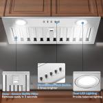 JOEAONZ Range Hood Insert 20 Inch 600 CFM Stainless Steel, Ducted/Ductless Convertible Ultra-Quiet Built-in Kitchen Exhaust Hood with Dishwasher-Safe Filter, 3-Speed & Dual LEDs Efficient Lighting