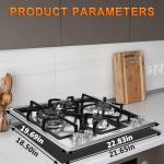 KOXKING 24 inch Gas Cooktop, Built-in Gas Stove Top with 4, 24 Inch NG/LPG Convertible Cooktops, Four Burner Propane Cooktop with Thermocouple Protection, Stainless Steel